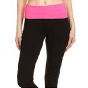 PINK Black Fold Over Yoga Skinny Legging Pants EUC sz XS